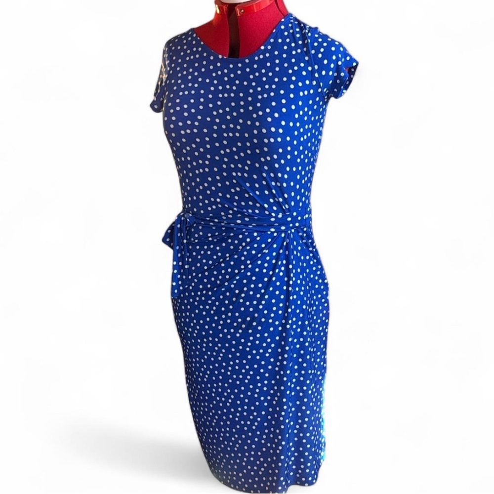 Leota Navy Dress with Cream Dots
